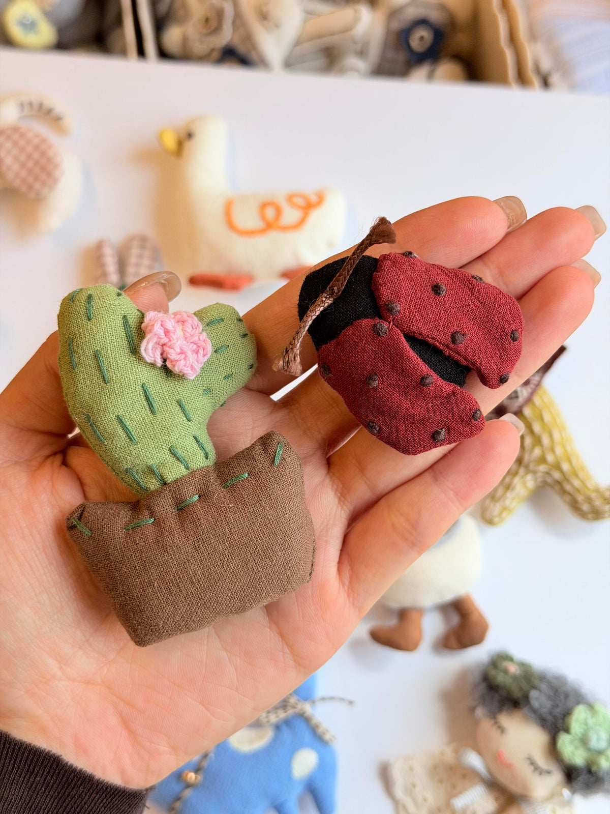 Whimsical Animal Stitched Fabric Brooch Pin