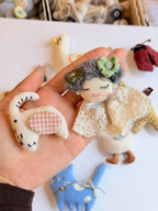 Whimsical Animal Stitched Fabric Brooch Pin