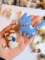 Whimsical Animal Stitched Fabric Brooch Pin