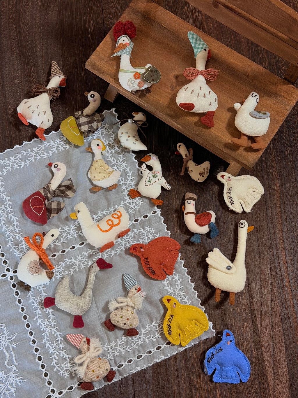 Cute Goose And Friends Stitched Fabric DIY Brooch Collection