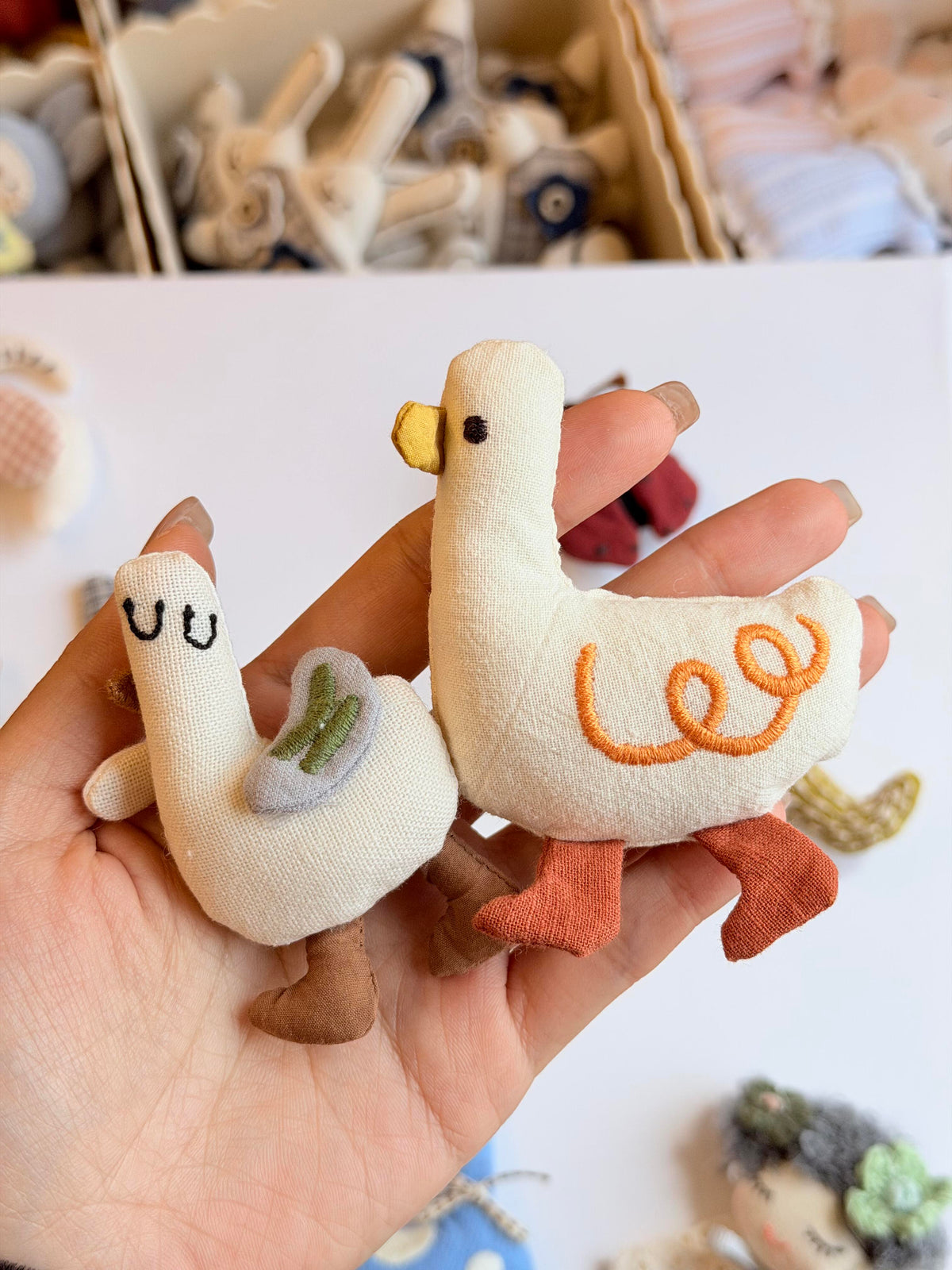 Cute Goose And Friends Stitched Fabric DIY Brooch Collection