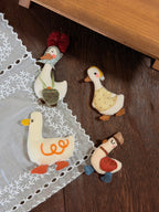 Cute Goose And Friends Stitched Fabric DIY Brooch Collection