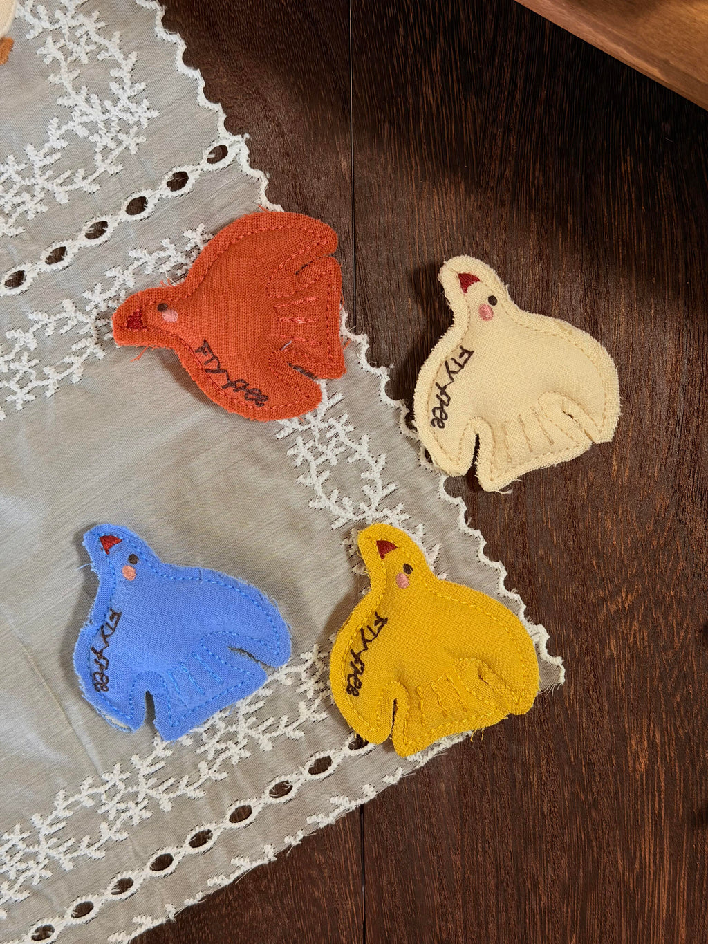 Cute Goose And Friends Stitched Fabric DIY Brooch Collection