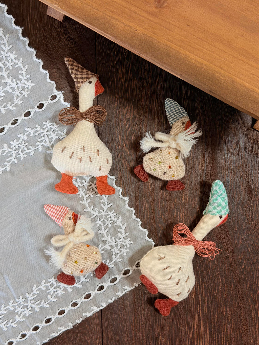 Cute Goose And Friends Stitched Fabric DIY Brooch Collection
