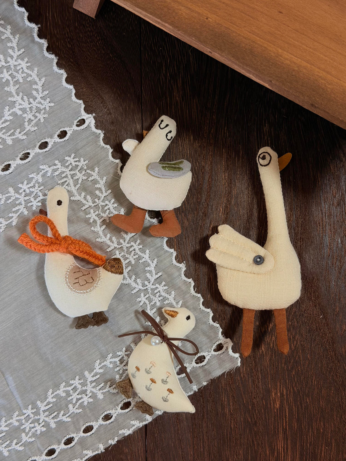 Cute Goose And Friends Stitched Fabric DIY Brooch Collection