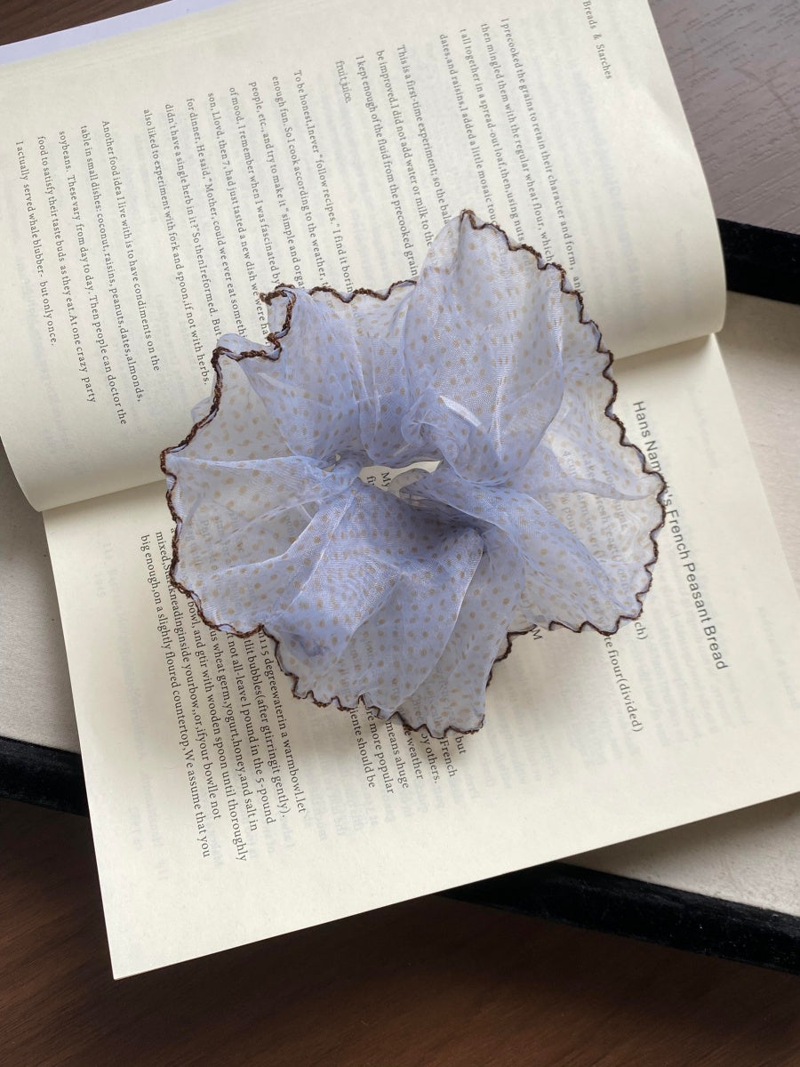 Gradient Blue Mesh Scrunchie Hair Accessory for Women