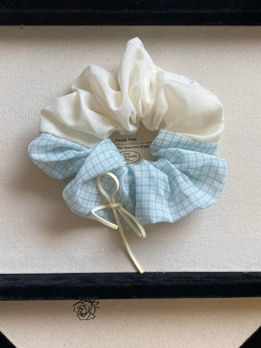 Polka Dot Organza Scrunchie Green Hair Accessory for Women