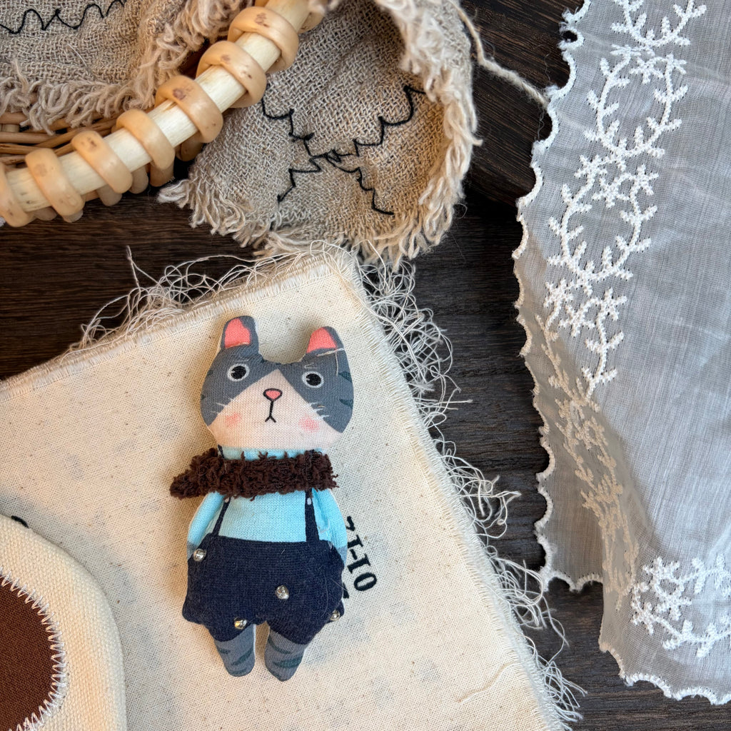 Cute Handmade Fabric Cotton Doll Brooch Pin Accessory