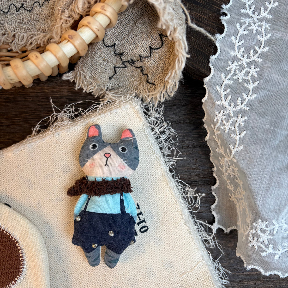 Cute Handmade Fabric Cotton Doll Brooch Pin Accessory