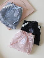 Sweet Heart-Shaped Mesh Panties with Bow and Lace Trim