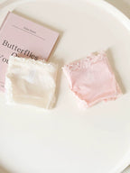 French-Inspired Vintage Satin Panties with Bow Leg Ring and Lace Trim