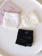 Luxury Low-Waist Satin Panties with Lace Mesh and Pure Cotton Crotch