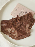 French-Inspired Vintage Panties with Bow Embroidery and Lace Trim