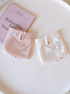 French-Inspired Vintage Mesh Panties with Velvet Bow and Lace Trim