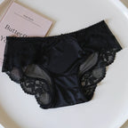 French-Inspired Vintage Floral Panties with Bow Embroidery and Lace Trim