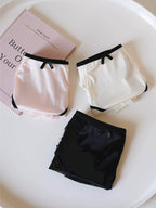 French-Inspired Contrasting Lace Panties with Bow and Pure Cotton Crotch