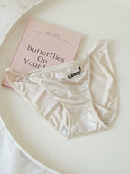 French-Inspired Vintage Satin Panties with Embroidery and Lace Trim