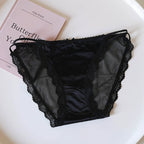 French-Inspired Vintage Panties with Bow Embroidery and Lace Trim