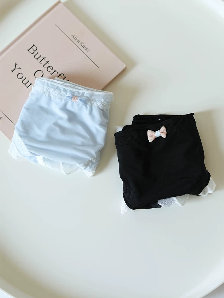 Sweet Ice Silk Panties with Bow Detail and Pure Cotton Crotch