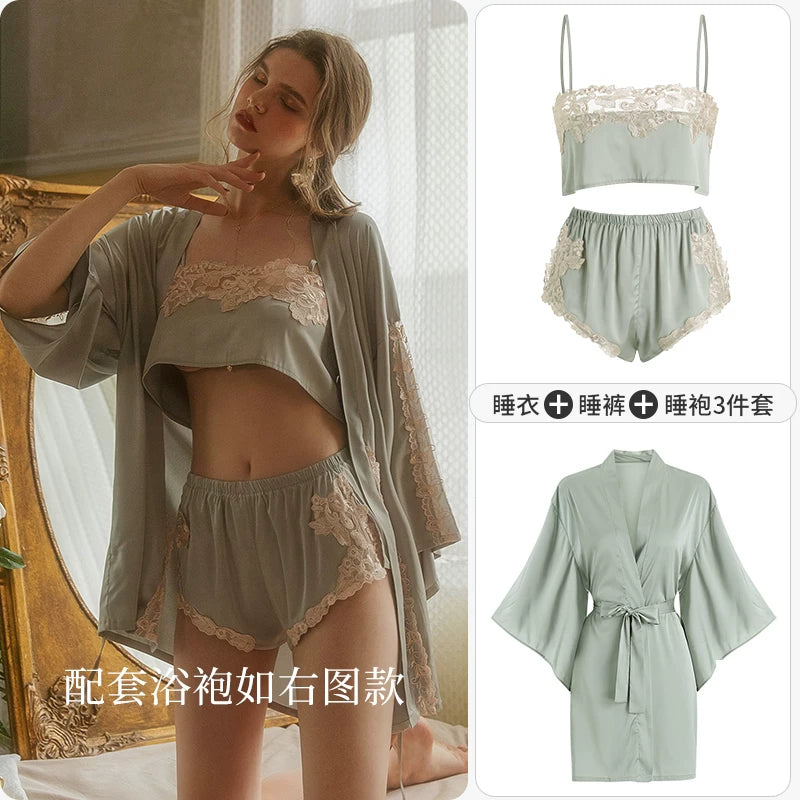 Women's Spaghetti Strap Slit Nightgown with Backless Design