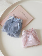 Sweet Heart-Shaped Mesh Panties with Bow and Lace Trim