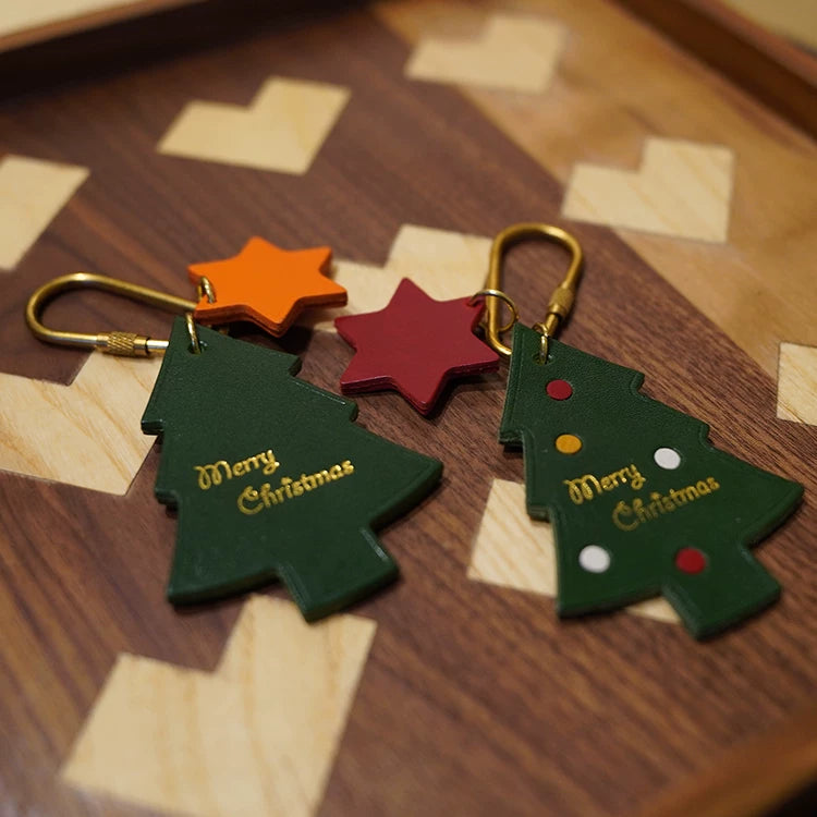 Cute Cartoon Handmade Leather Christmas Tree Pendant Accessory