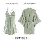 Women's Spaghetti Strap Slit Nightgown with Backless Design