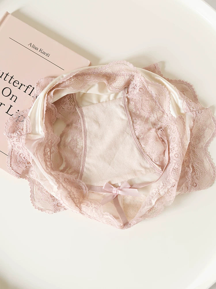 French-Inspired Vintage Panties with Bow and Lace Trim