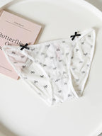 French-Inspired Vintage Panties with Bow Embroidery and Lace Trim