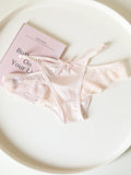 Women's Cross-Back Thong Panties with Bow and Lace Trim