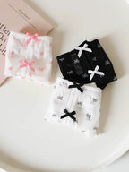French-Inspired Vintage Panties with Bow Embroidery and Lace Trim