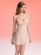 Women's Sexy Ice Silk Camisole Nightdress and Homewear Short Skirt