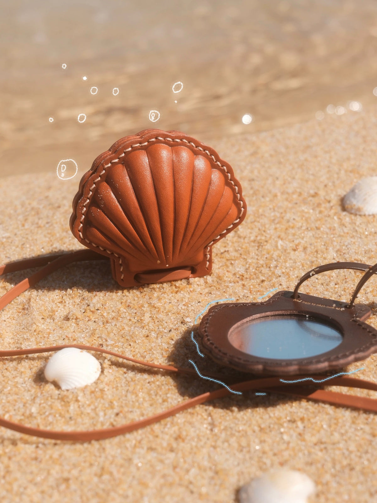 Cute Handmade Cowhide Leather Makeup Mirror Accessory