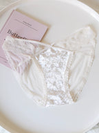 Velvet Mesh Lace Panties with Straps and Cotton Crotch