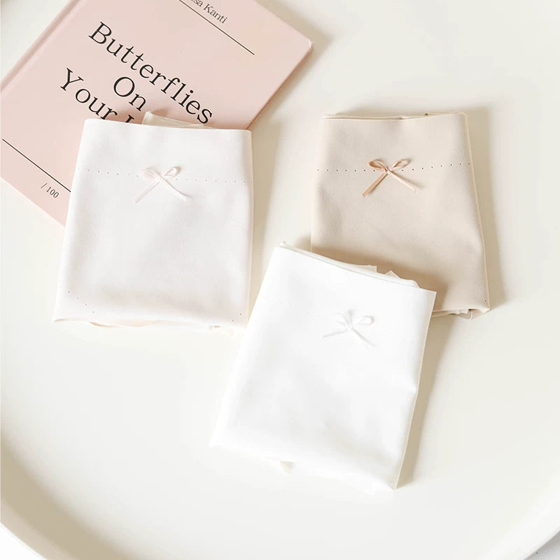 French-Inspired Vintage Panties with Simple Bow and Cotton Crotch