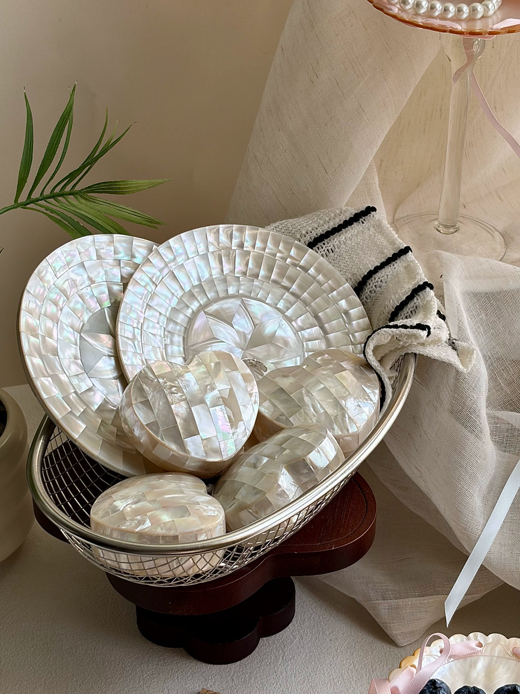 Natural Seashell Heart Jewelry Storage Box Organizer