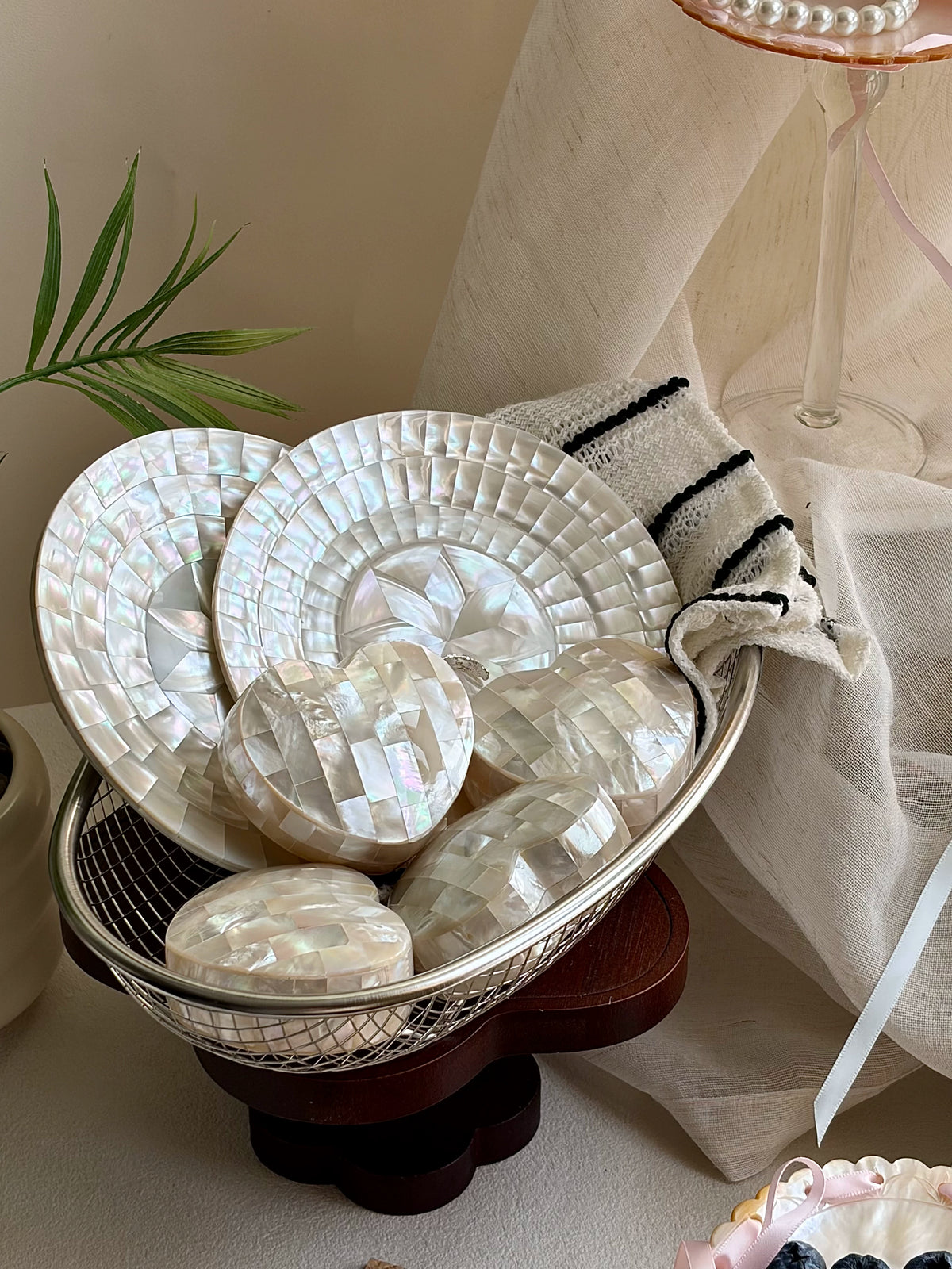 Natural Seashell Heart Jewelry Storage Box Organizer