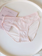 French-Inspired Vintage Mesh Panties with V-Waist and Lace Trim