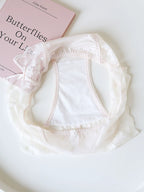 French-Inspired Vintage Panties with Bow and Floral Lace Trim