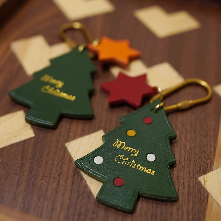 Cute Cartoon Handmade Leather Christmas Tree Pendant Accessory