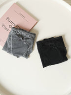 French-Inspired Vintage Mesh Panties with Bow and Lace Trim