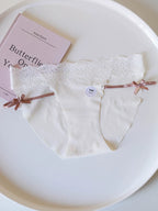 Seamless Ice Silk Panties with Bow and Lace Trim