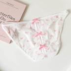 French-Inspired Vintage Panties with Bow Embroidery and Lace Trim