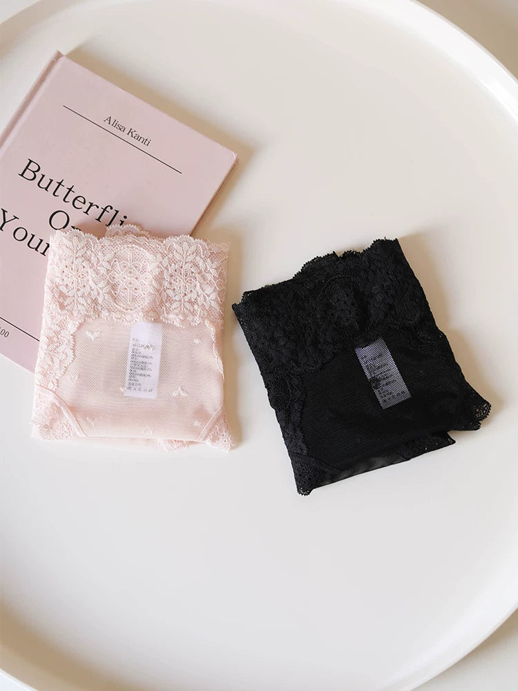 French-Inspired Vintage Mesh Panties with Lace Trim and Cotton Crotch