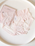 French-Inspired Vintage Mesh Panties with Lace Trim and Cotton Crotch