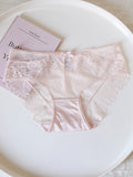French-Inspired Floral Panties with Bow Embroidery and Lace Trim
