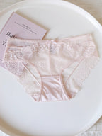 French-Inspired Floral Panties with Bow Embroidery and Lace Trim