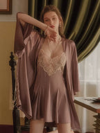 Women's Spaghetti Strap Slit Nightgown with Backless Design