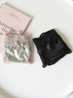 French-Inspired Vintage Lace Panties with Low Waist and Bow Trim