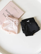French-Inspired Vintage Panties with Bow Embroidery and Lace Trim